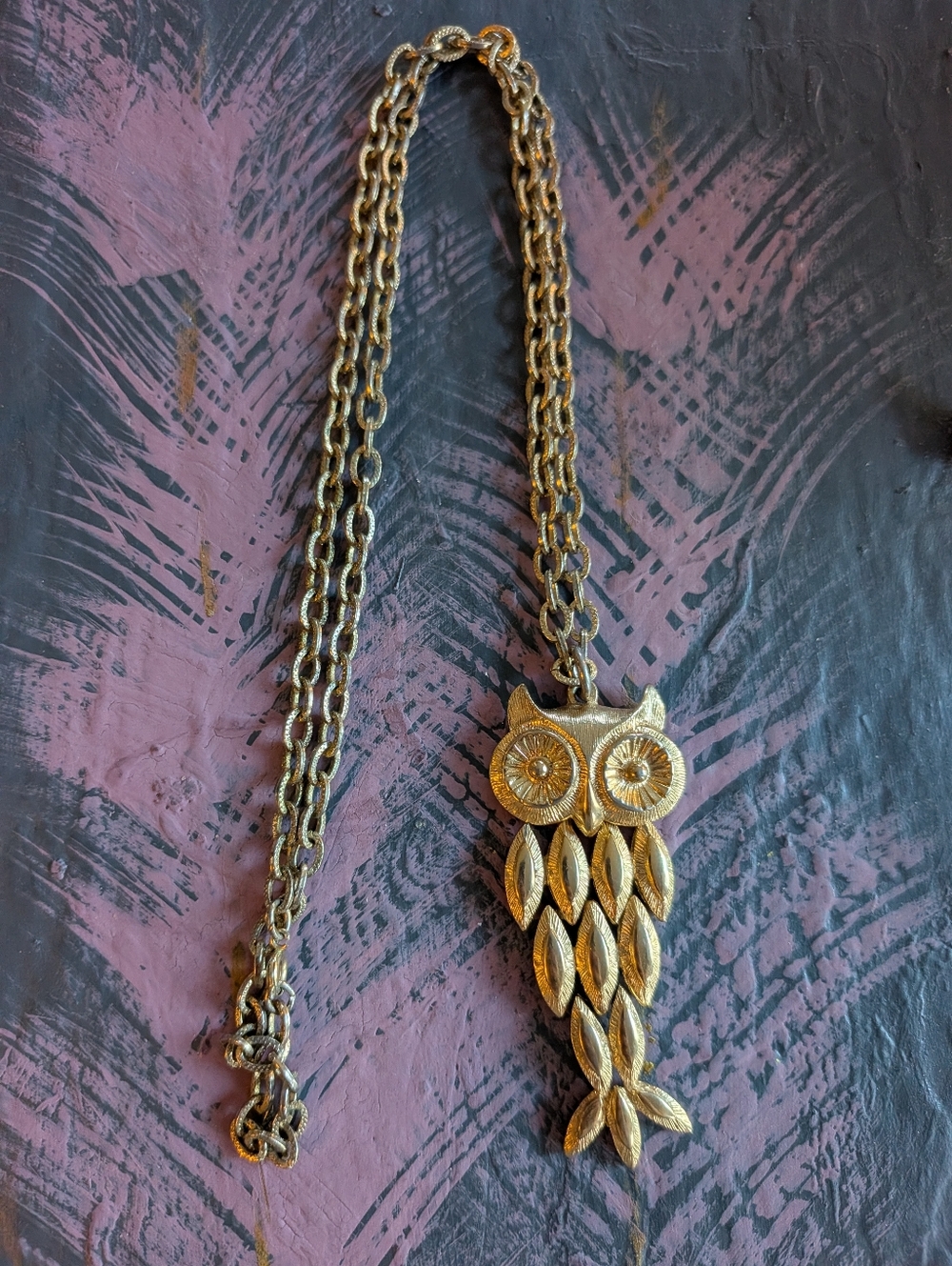 Vintage Articulated Owl Necklace
